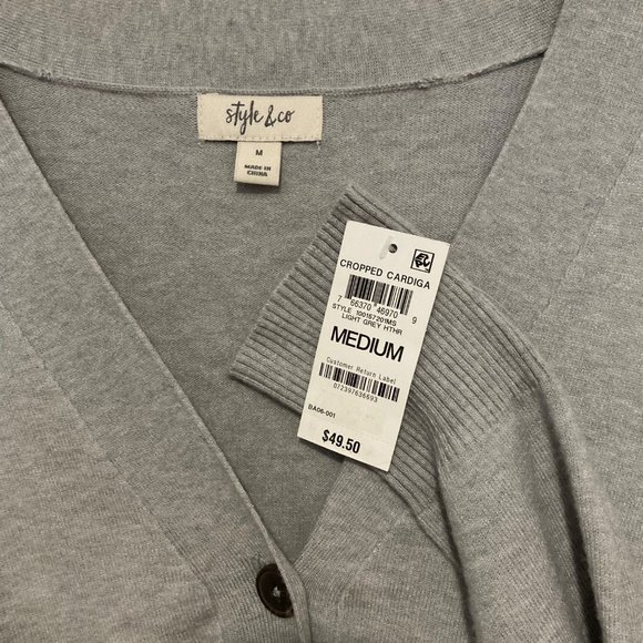 STYLE & CO Cropped Button gray Cardigan size varius casual NWT - Picture 7 of 9